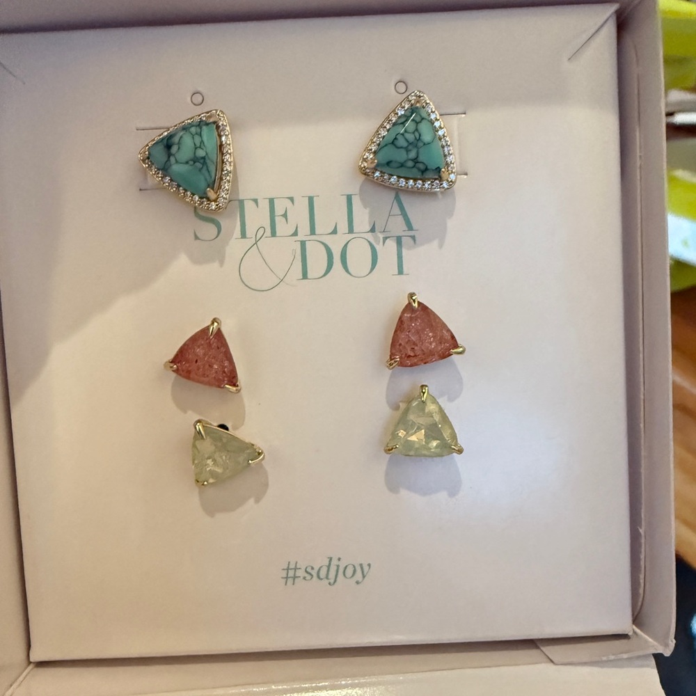 Stella & Dot Delicate Halo Stud Set- Turquoise/Multi